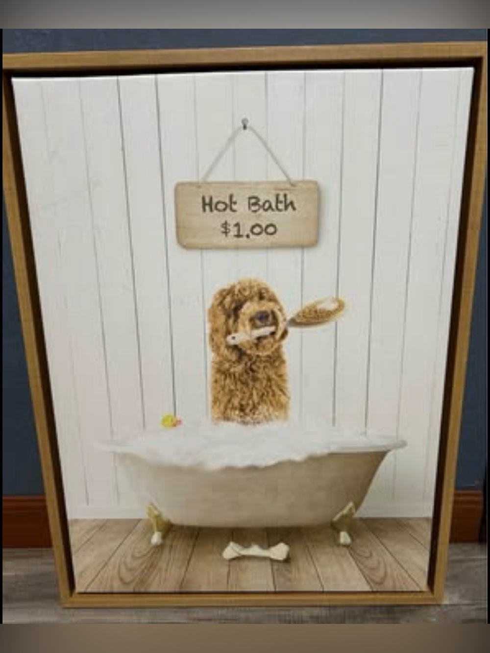 Amy Petersen Golden Labradoodle in Farmhouse Hot Bath Art 18x24 Framed